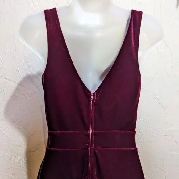 Midnight Doll Velvet Cocktail Dress Womens 5 Burgundy Dark Romantic Formal Mini - Picture 5 of 7